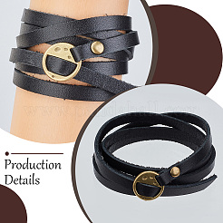 2Pcs Cowhide Wrap Bracelets&nbsp;BJEW-GF0001-35B