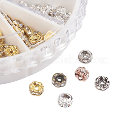 1 Box 6 Colors Brass Rhinestone Spacer Beads&nbsp;RB-JP0002-03-4mm