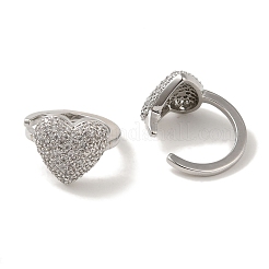 Rack Plating Brass Micro Pave Clear Cubic Zirconia Heart Cuff Earrings for Women&nbsp;EJEW-P280-19P