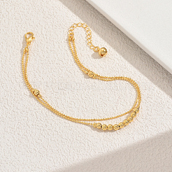 Brass and Iron Round Beaded Ball Chain Double-layer Anklets for Women Daily Holiday Wear&nbsp;UH1961