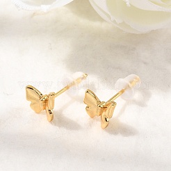 Brass Micro Pave Clear Cubic Zirconia Butterfly Stud Earrings&nbsp;EJEW-C158-16A-G