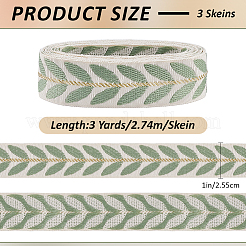 3 Yards Polyester Leaf Jacquard Ribbons&nbsp;SRIB-WH20020-020A