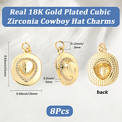8Pcs Brass Micro Pave Clear Cubic Zirconia Pendants&nbsp;KK-BBC0020-20