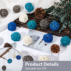 16Pcs 4 Colors Wicker Rattan Balls&nbsp;AJEW-SC0004-26B