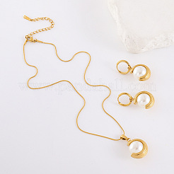 304 Stainless Steel Pendant Necklaces & Hoop Earrings Sets&nbsp;JP6443-3
