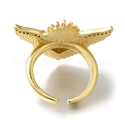 Rack Plating Brass Clear Cubic Zirconia Open Cuff Rings&nbsp;RJEW-S411-01G-03