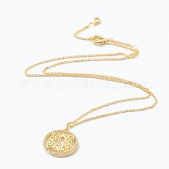 Brass Micro Pave Clear Cubic Zirconia Pendant Necklaces&nbsp;NJEW-J059-01N
