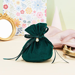 Velvet Jewelry Bags with Drawstring & Plastic Imitation Pearl&nbsp;TP-CJC0001-03B