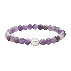 7Pcs 7 Style Natural Mixed Gemstone & Alloy Saint Benedict Beaded Strech Bracelets Set for Women&nbsp;BJEW-JB09346