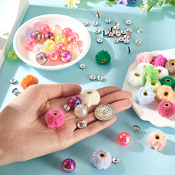 140Pcs 3 Styles Polyester Rabbit Hair with Alloy European Beads&nbsp;DIY-TA0015-26