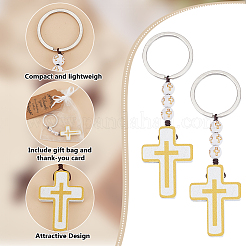 30Pcs Cross Wood Pendant Keychains&nbsp;KEYC-GO0001-19