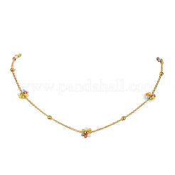Colorful Glass Seed Beaded Flower Link Chain Bracelets & Necklaces & Anklet&nbsp;SJEW-JS01277