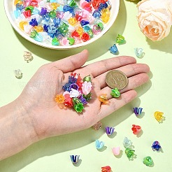 15 Styles UV Plating & Opaque Iridescent Acrylic Bead Caps&nbsp;MACR-YW0003-08