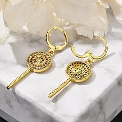 Brass Micro Pave Cubic Zirconia Leverback Earrings for Women&nbsp;EJEW-G419-01G