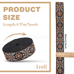 5 Yards Ethnic Style Polyester Jacquard Flower Ribbon&nbsp;OCOR-WH0090-042