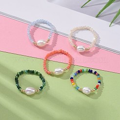 Glass Beads Stretch Rings&nbsp;RJEW-JR00314