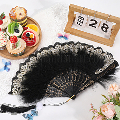 Plastic & Feather Fan Staves Design&nbsp;AJEW-WH20064-47A