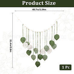 Bohemian Hand-woven Cotton Rope Leaf Tassel with Wood Beads Wall Hanging Ornaments&nbsp;FIND-WH20019-136B-01