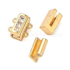 Brass Micro Pave Clear Cubic Zirconia Magnetic Clasps&nbsp;KK-C066-17G