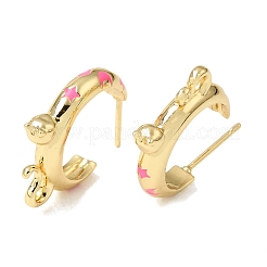 Brass Enamel Stud Earrings&nbsp;KK-CBA8324-23G-02