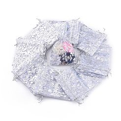 Rose Printed Organza Bags&nbsp;OP-R021-10x12-03