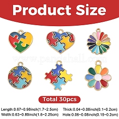 30Pcs 6 Styles Alloy Enamel Pendants&nbsp;ENAM-YW0009-22