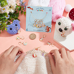 Alloy Enamel Rabbit & Moon Pendant Locking Stitch Markers&nbsp;HJEW-AB00027