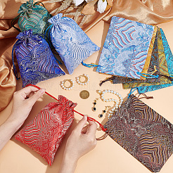 10Pcs 10 Colors Chinese Style Brocade Drawstring Gift Blessing Bags&nbsp;ABAG-NB0001-87