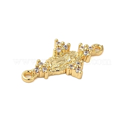Rack Plating Brass Pave Clear Cubic Zirconia Virgin Mary Links Connector Charms&nbsp;KK-C067-08G