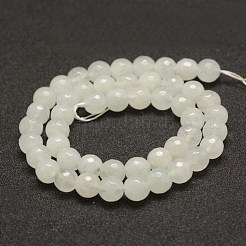 Faceted Natural White Jade Beads Strands&nbsp;G-F448-8mm