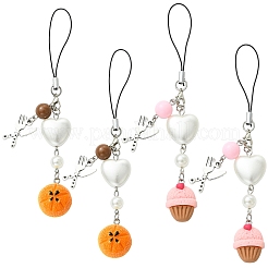 2Pcs Resin & Acrylic & ABS Plastic Imitation Pearl Mobile Straps&nbsp;HJEW-YW00307-01