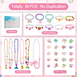 Flower & Shell & Watermelon & Rabbit Plastic Cuff & Adjustable Ring & Pendant Necklace & Stretch Bracelets&nbsp;SJEW-TA0001-02