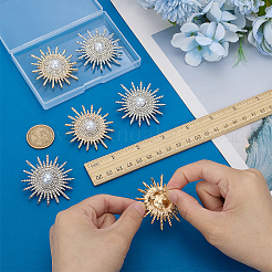 6Pcs 2 Colors Sun Alloy Rhinestone Brocches&nbsp;JEWB-FG0001-41