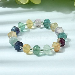 Natural Colorful Fluorite Beaded Stretch Bracelets for Women&nbsp;BJEW-D461-01