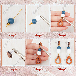 DIY Geometry Wood Dangle Stud Earring Making Kits&nbsp;DIY-SC0024-72