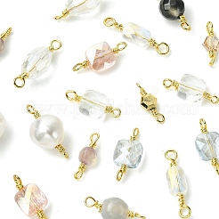 20Pcs 10 Styles Faceted Clear Glass Oval Connector Charms and Natural Agate(Dyed & Heated) Faceted Round Links&nbsp;KK-FS0001-91