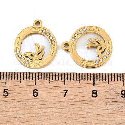 Ocean Theme 304 Stainless Steel & Natural Shell & Rhinestone Pendants&nbsp;SH-CBA72D5-01B-G