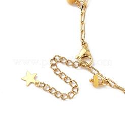 Dyed Natural Freshwater Shell Colorful Rondelle Tassel Brass Paperclip Chain Anklets for Women&nbsp;AJEW-AN00719