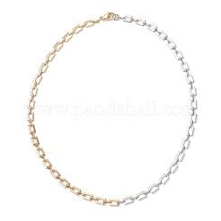 Two Tone Brass Rectangle Link Chain Necklaces&nbsp;NJEW-JN05761