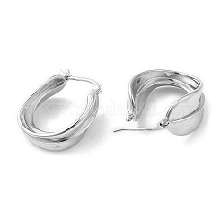 Rack Plating Brass Feather Hoop Earrings for Women&nbsp;EJEW-D059-27P