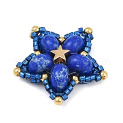 Handmade Glass Seed Beaded & Synthetic Dyed Imperial Jasper Beads Pendants&nbsp;PALLOY-MZ00752-02
