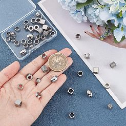 48Pcs 8 Style 304 & 201 & 303 Stainless Steel European Beads&nbsp;STAS-UN0040-02