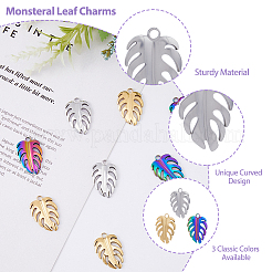 18Pcs 3 Colors 201 Stainless Steel Pendants&nbsp;STAS-DC0013-84