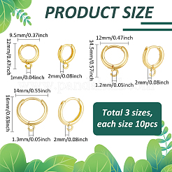 30Pcs 3 Styles Brass Huggie Hoop Earring Findings&nbsp;KK-PH0011-10