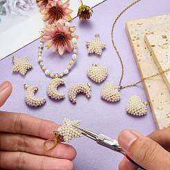 5Pcs Brass & ABS Plastic Imitation Pearl Pendants&nbsp;KK-SZ0003-15C