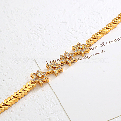 Brass Micro Pave Clear Cubic Zirconia Link Chain Bracelets for Women&nbsp;OO0305