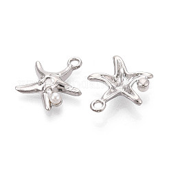 Rack Plating Alloy & Imitation Pearl Pendants&nbsp;ENAM-T024-04P