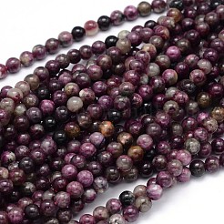 Natural Grade A Plum Blossom Tourmaline Round Bead Strands&nbsp;G-P114-09-5mm