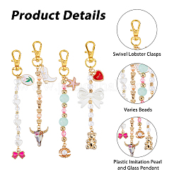 Alloy & Enamel & ABS Plastic Imitation Pearl & Glass Pendant Decorations&nbsp;HJEW-HS00092