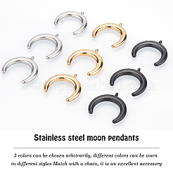 12Pcs 3 Colors 304 Stainless Steel Pendants&nbsp;STAS-UN0026-18